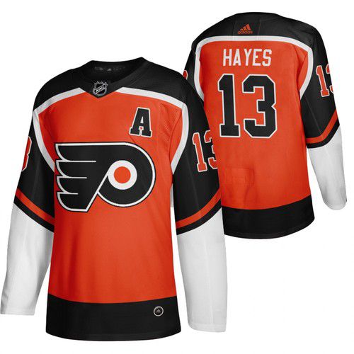 Men Philadelphia Flyers #13 Hayes Orange NHL 2021 Reverse Retro jersey